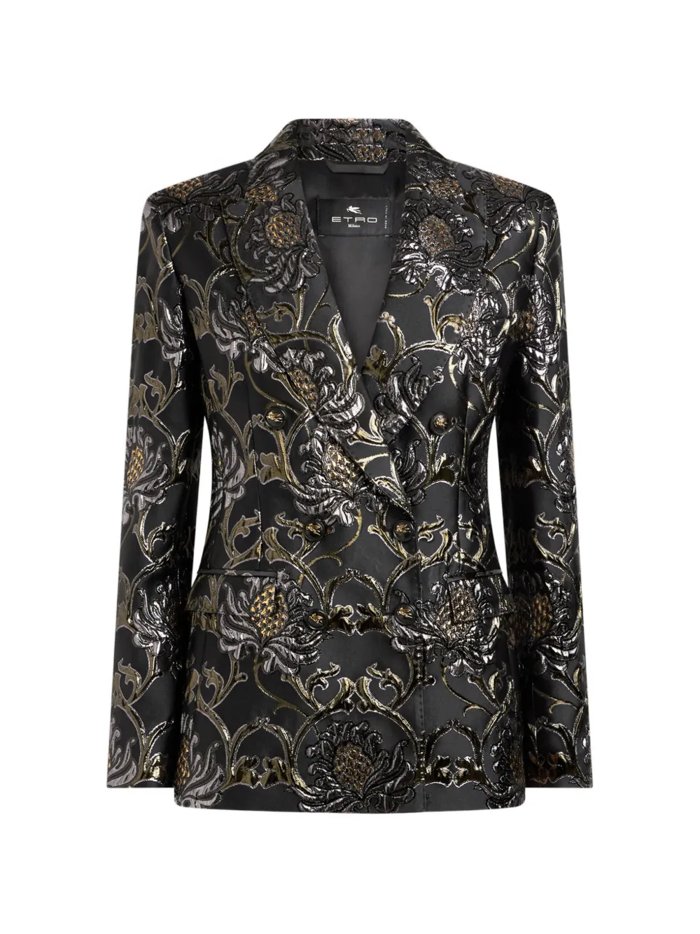 ETRO double-breasted jacquard jacket with damask-motif - Black