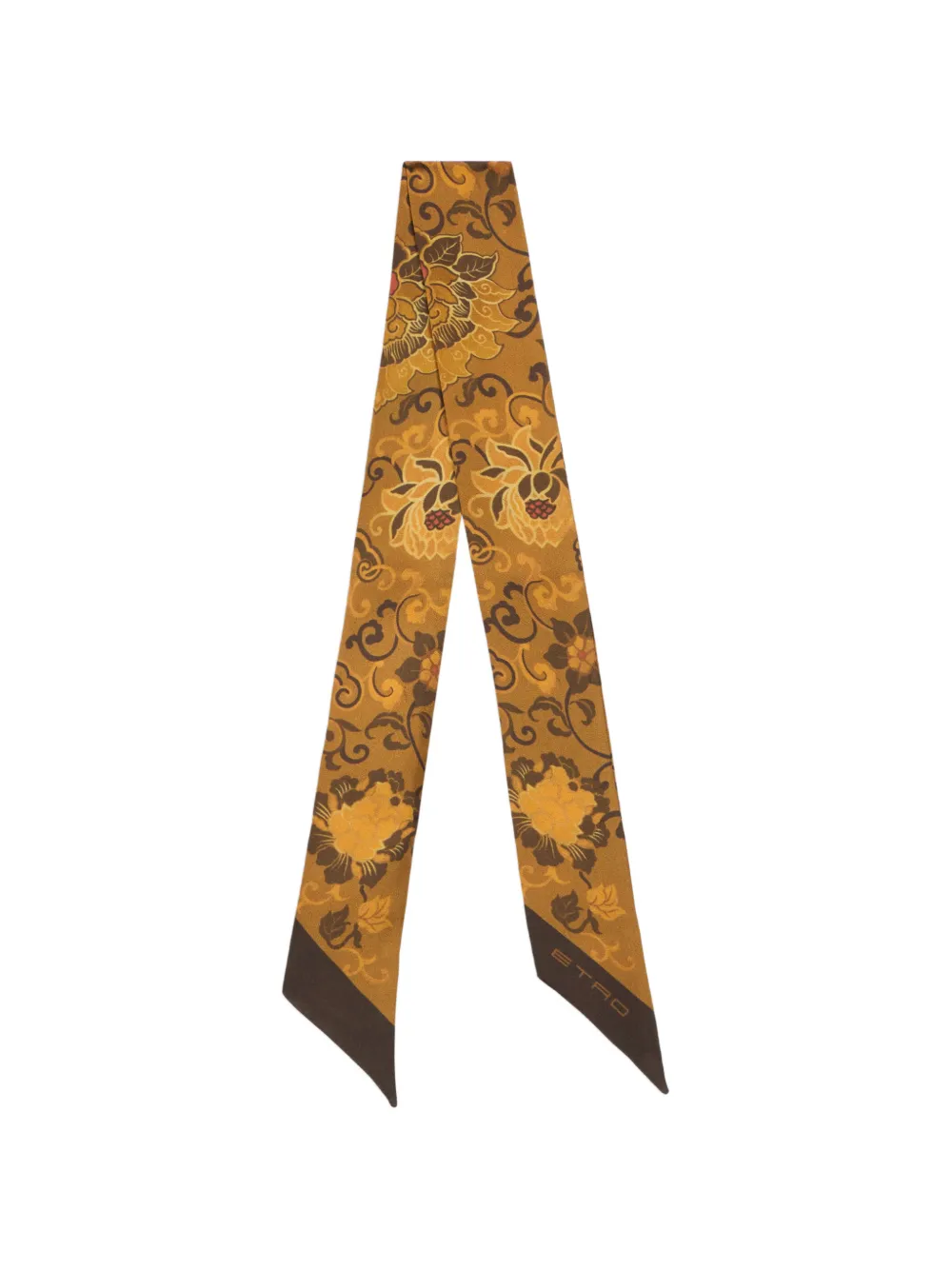 ETRO silk twill Paisleyina with floral-motif Geel