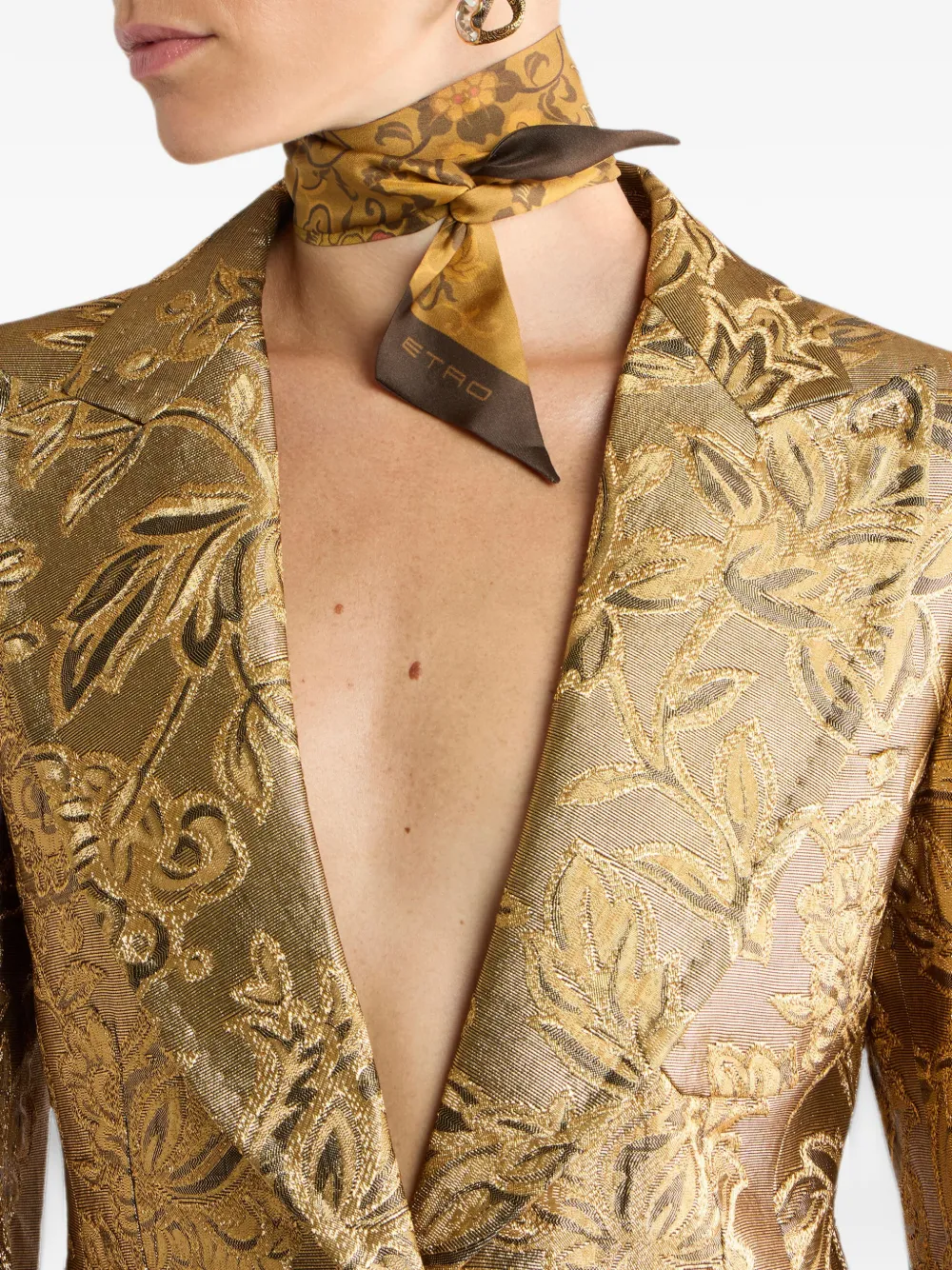 ETRO silk twill Paisleyina with floral-motif Geel
