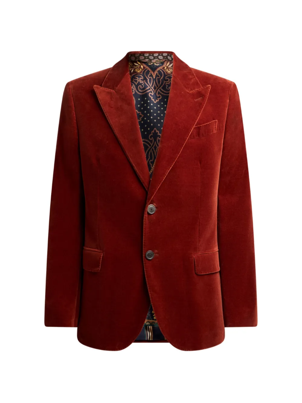 ETRO single-breasted plain-coloured cotton velvet jacket