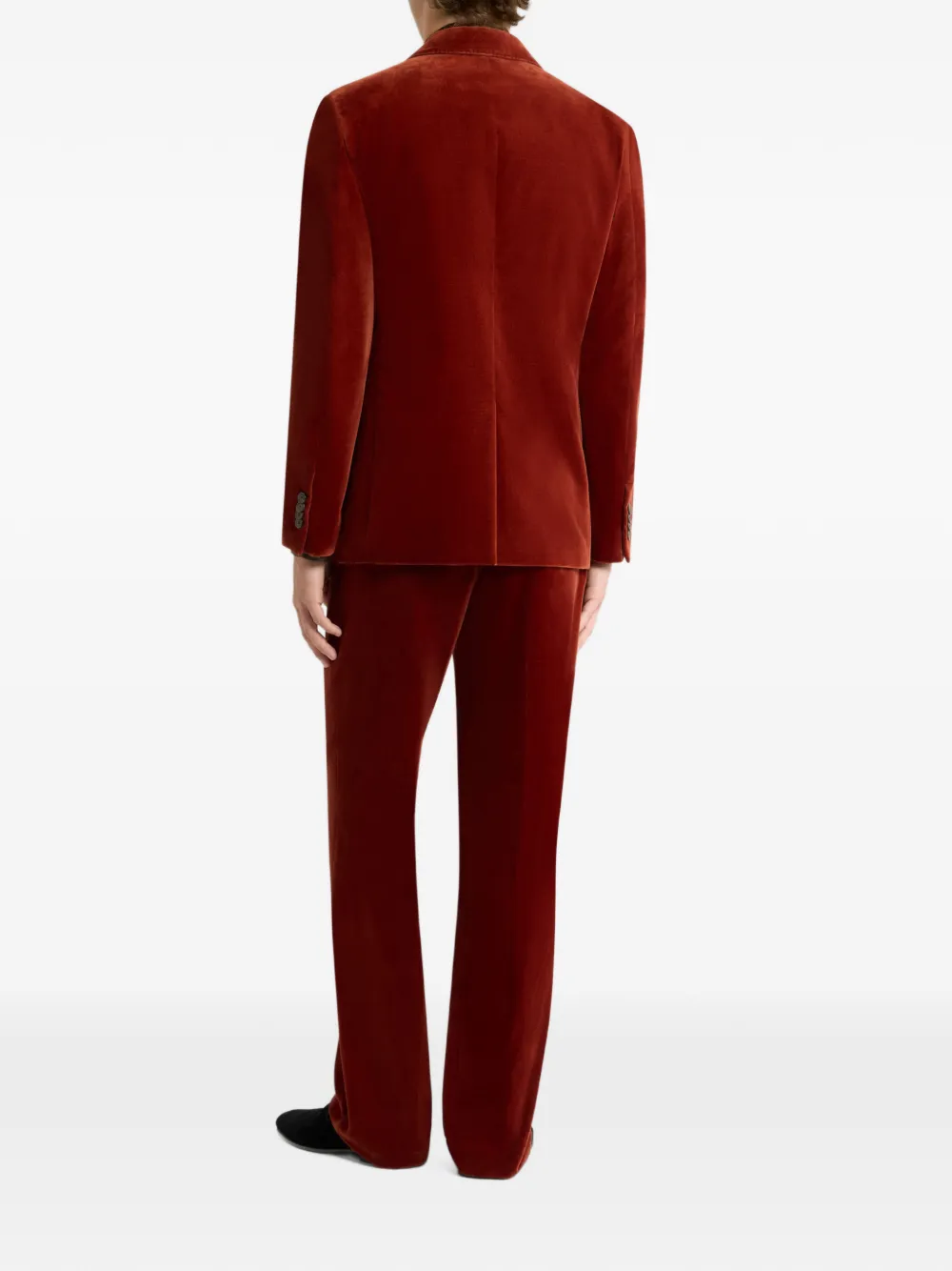 ETRO single-breasted plain-coloured cotton velvet jacket Rood
