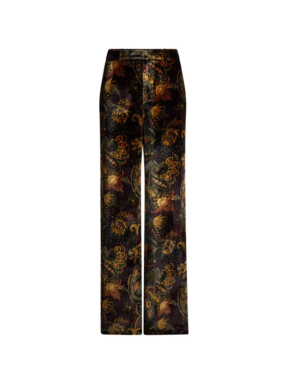 ETRO velvet trousers with floral Paisley-motif Zwart
