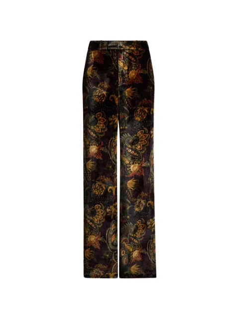 ETRO velvet trousers with floral Paisley-motif