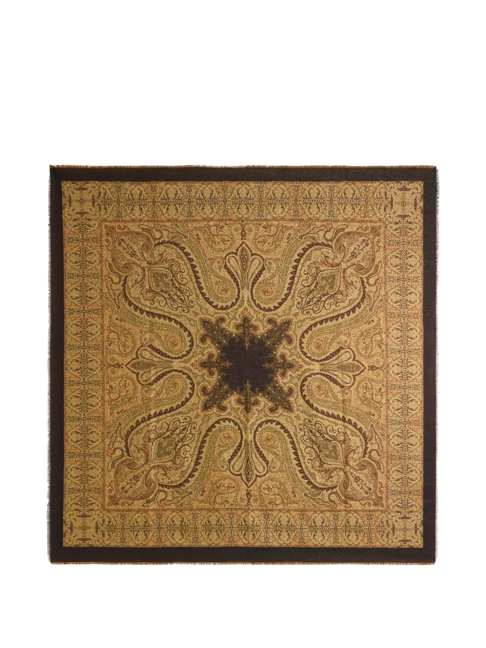 ETRO wool-blend jacquard shawl with lurex - Marrone