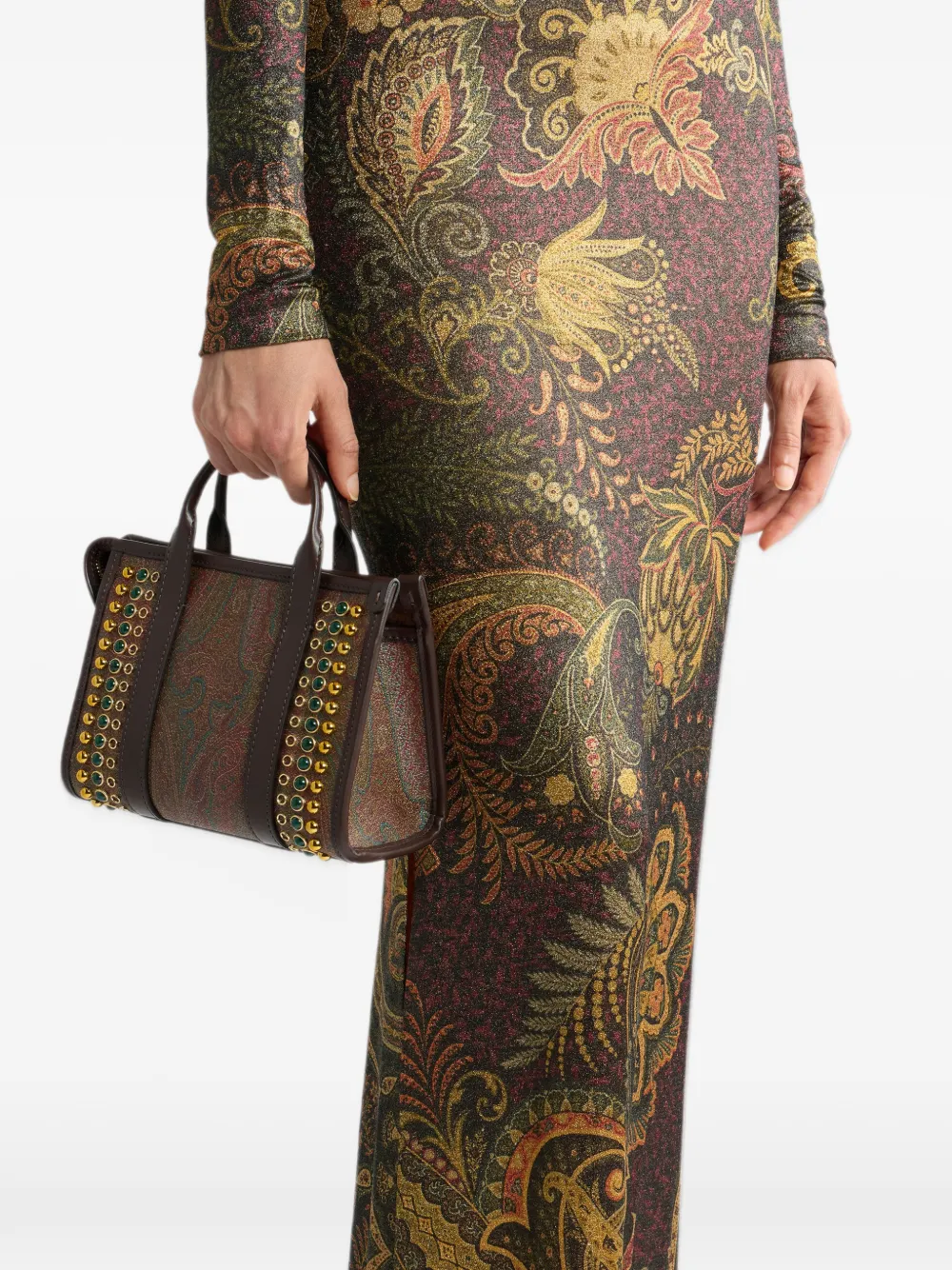 ETRO mini Arnica top-handle with studs Bruin