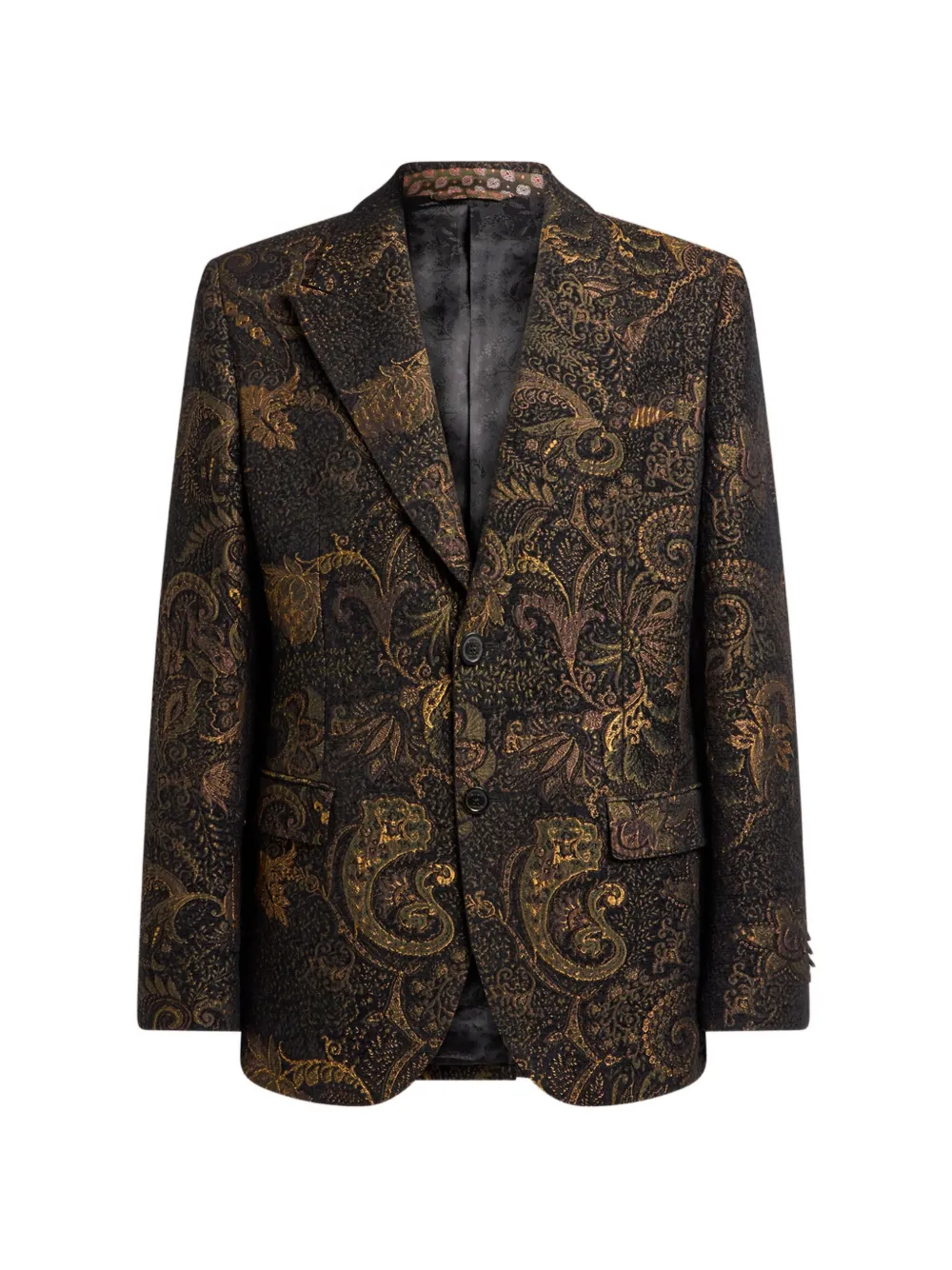 ETRO single-breasted chenille jacquard jacket with floral paisley motif - Nero