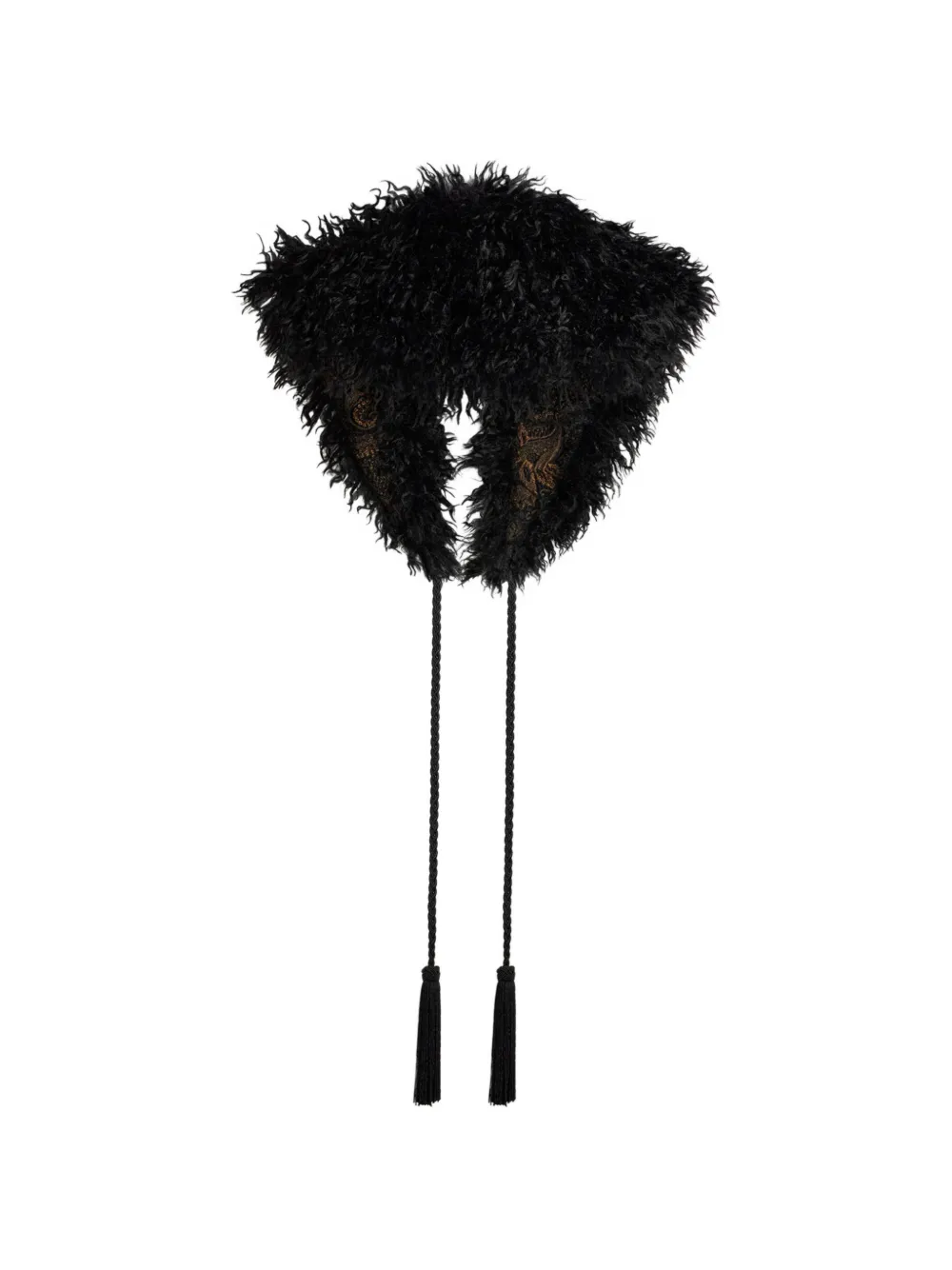 ETRO faux fur collar with jacquard-interior Zwart