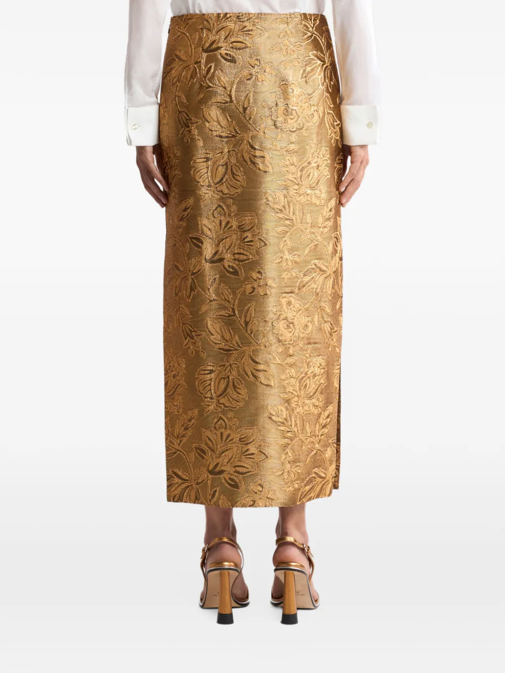 ETRO jacquard midi skirt with floral-motif Goud