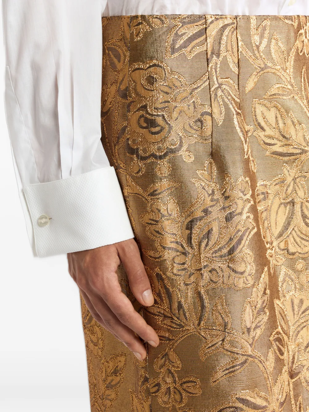 ETRO jacquard midi skirt with floral-motif Goud