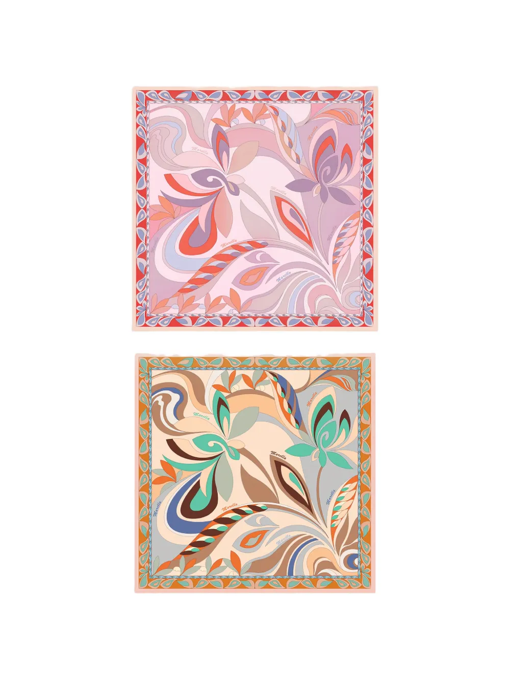 Marella floral-print silk scarf Roze