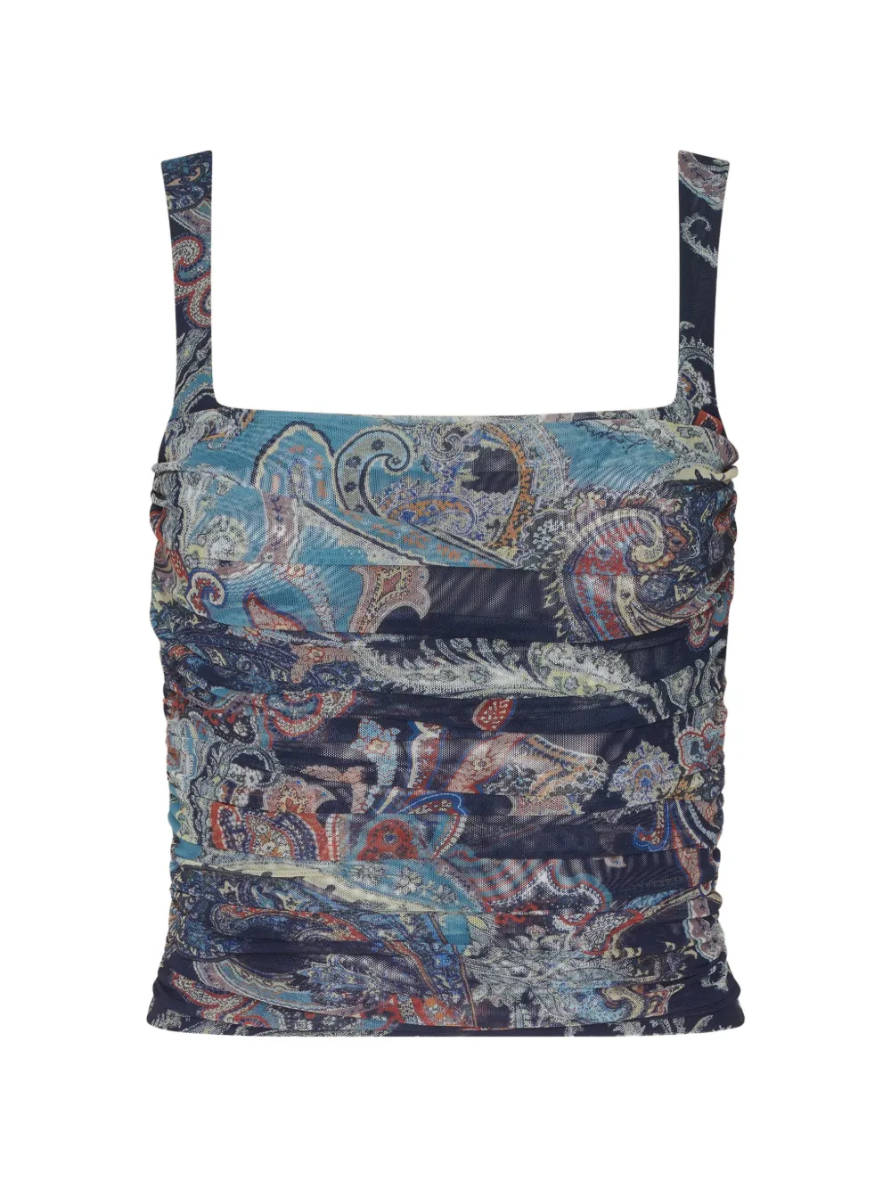 L'Agence Rasha shirred paisley-print tank top - Blu