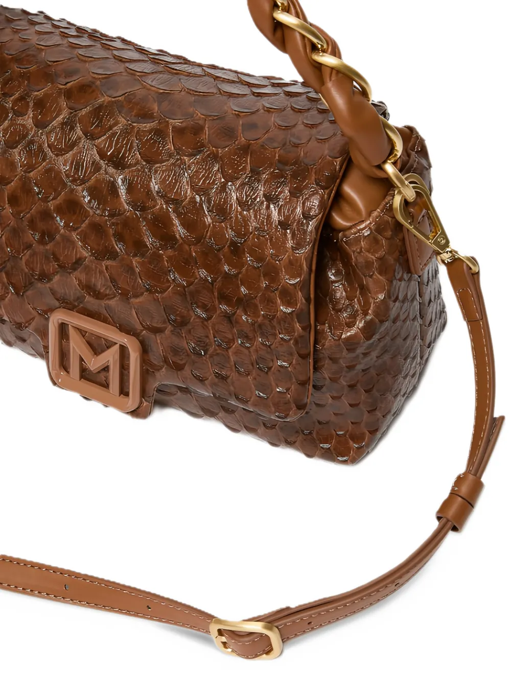 Marella small Le Muse snakeskin-effect braided-handle tote bag Bruin
