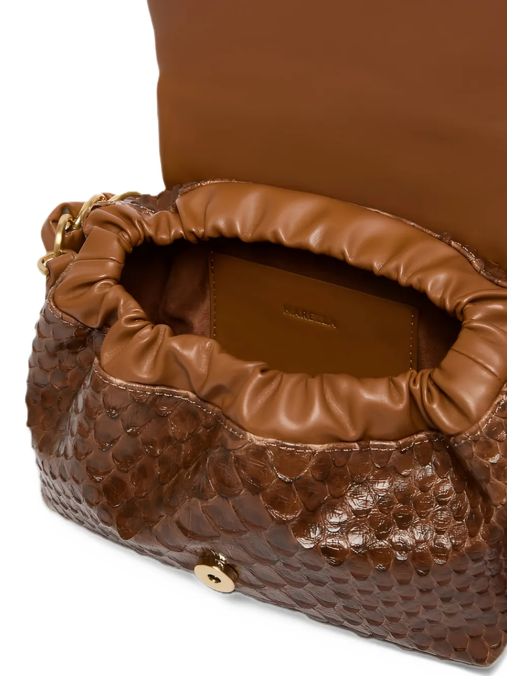 Marella small Le Muse snakeskin-effect braided-handle tote bag Bruin