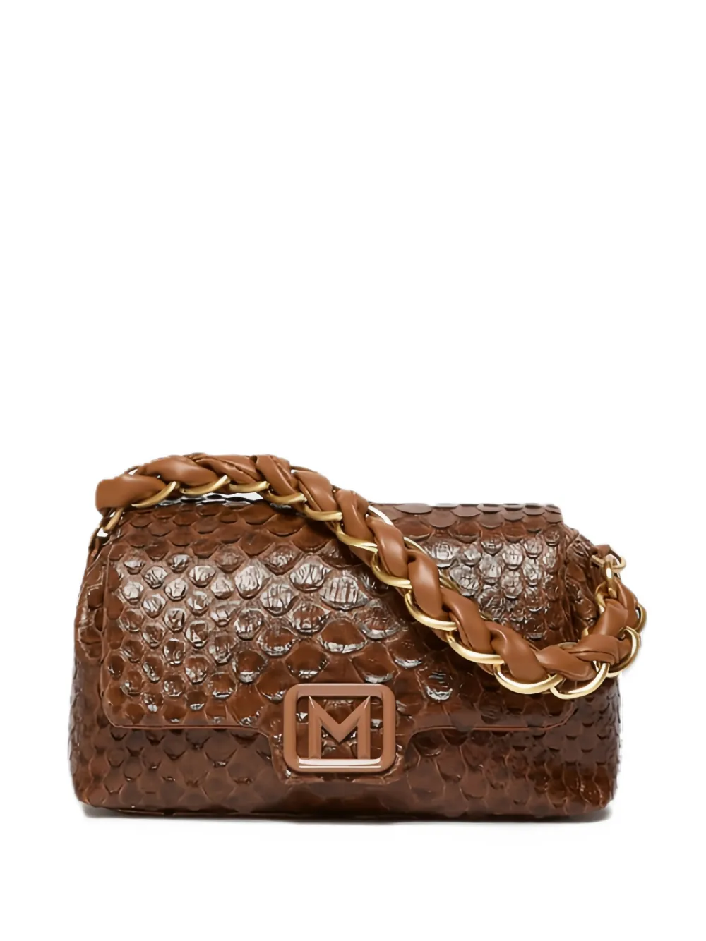 Marella small Le Muse snakeskin-effect braided-handle tote bag Bruin