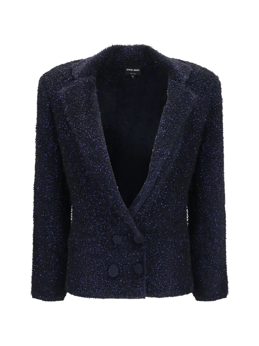 Giorgio Armani sequin-embellished bouclé blazer - Blue