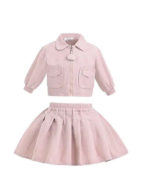 Sweet Cactus corduroy-texture casual skirt set (set of two)