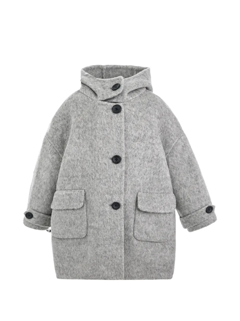 Moustache hooded wool coat - Grey
