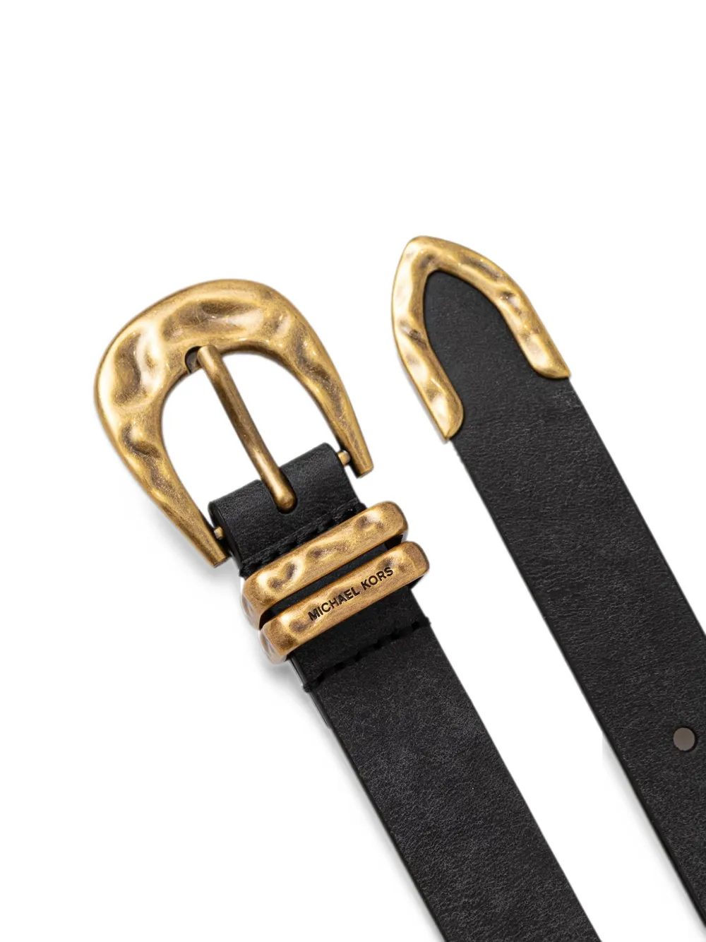 Michael Kors hammered-effect buckle belt Zwart