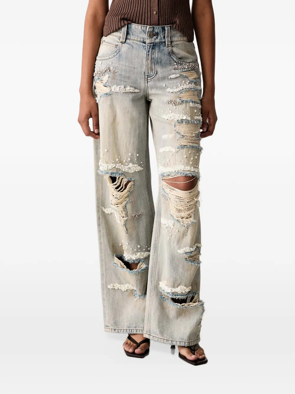 Miss Sixty distressed embellished jeans - Blu