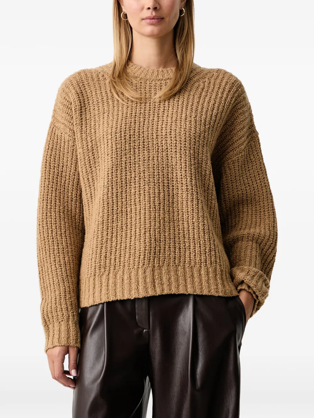 Michael Kors ribbed wool blend bouclé sweater Beige