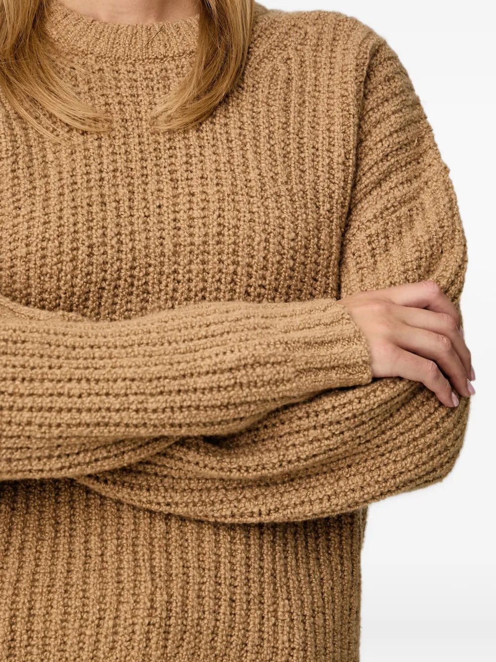 Michael Kors ribbed wool blend bouclé sweater Beige