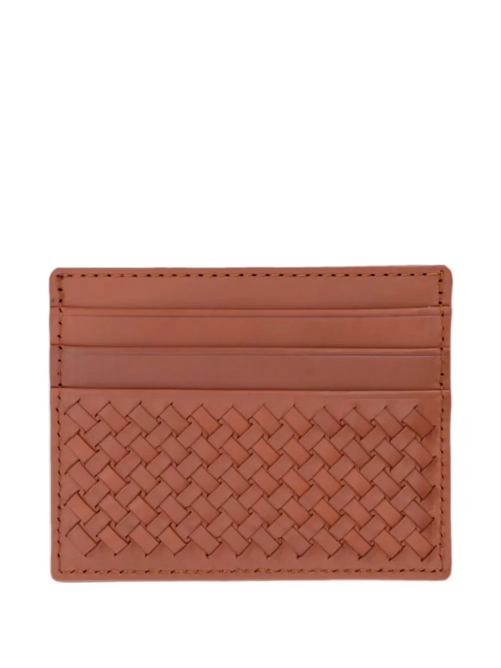 DRAGON DIFFUSION woven leather card holder - Marrone