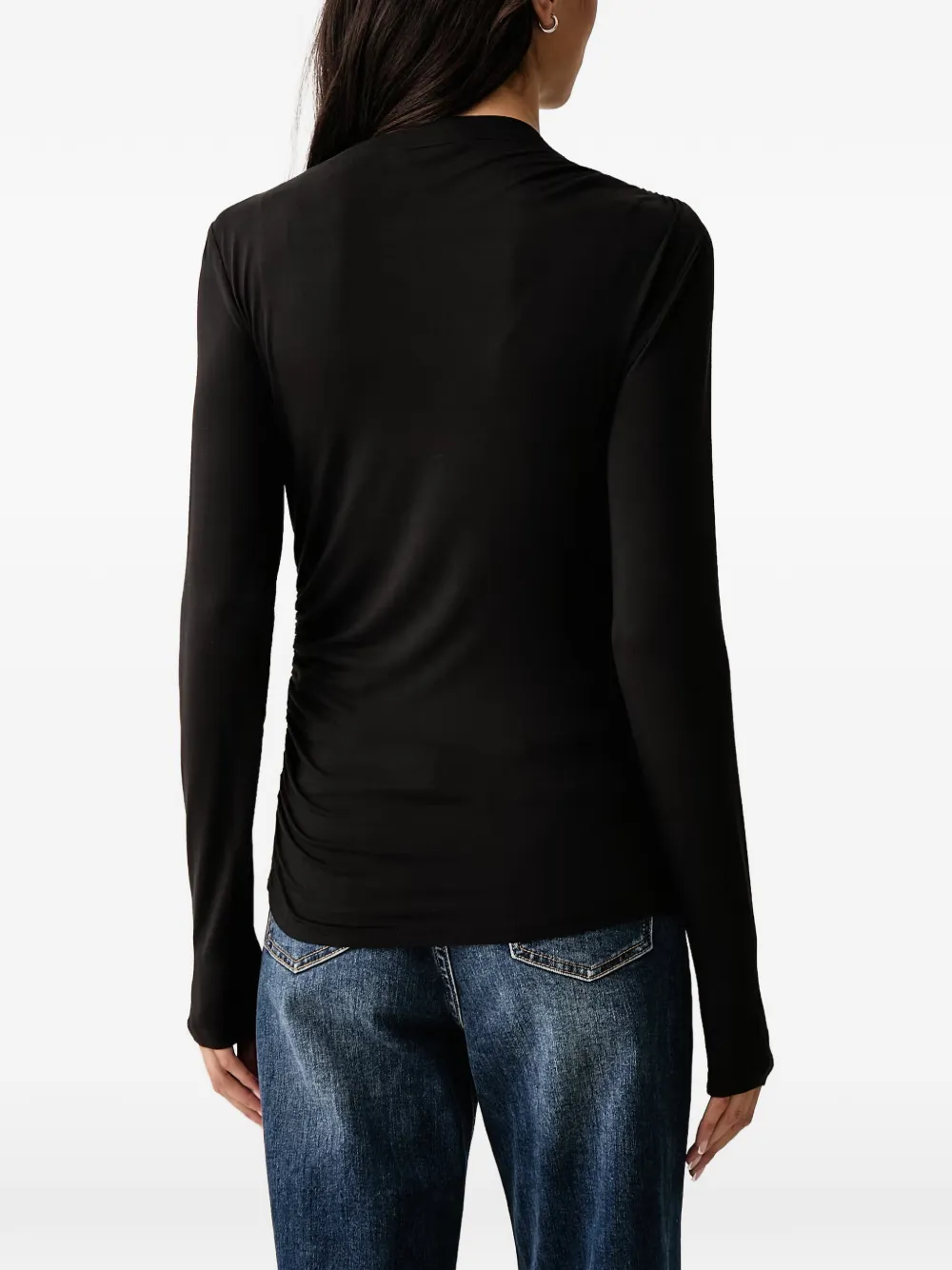 DKNY long-sleeve ruched T-shirt Zwart