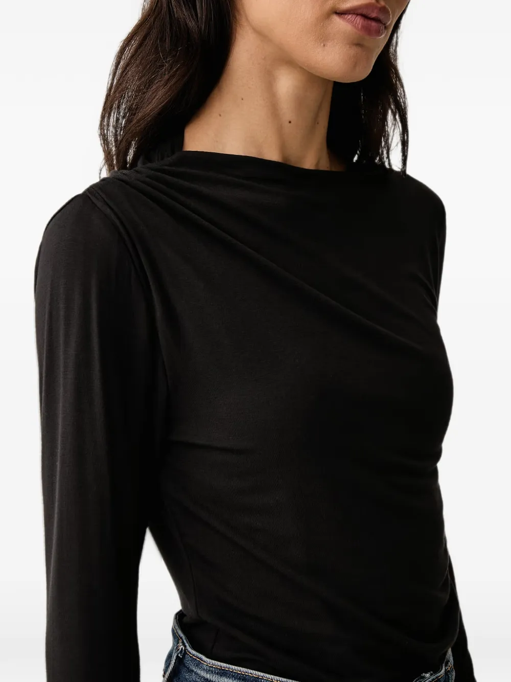 DKNY long-sleeve ruched T-shirt Zwart