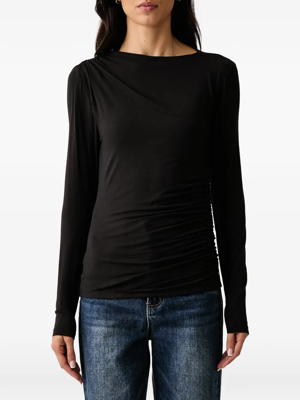 DKNY long-sleeve ruched T-shirt Zwart
