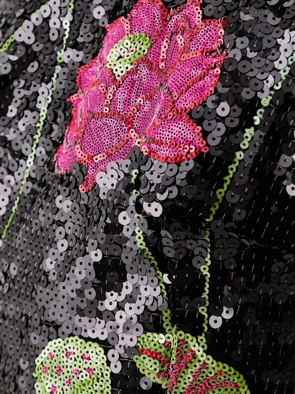 FARM Rio flower sequins sleeveless midi dress Zwart