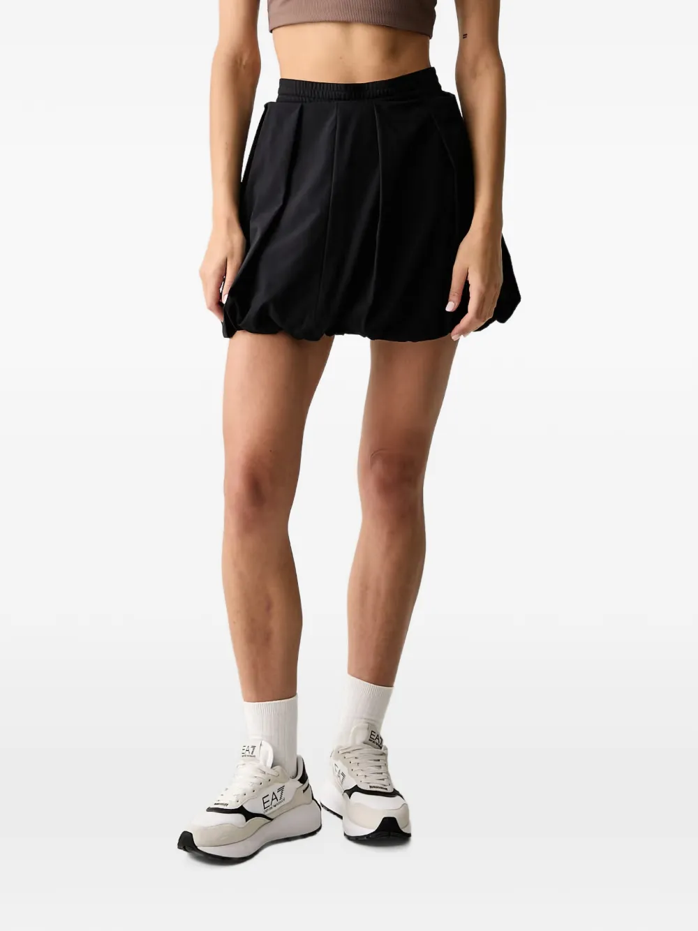 Ea7 Emporio Armani pleated bubble-hem mini skirt - Nero