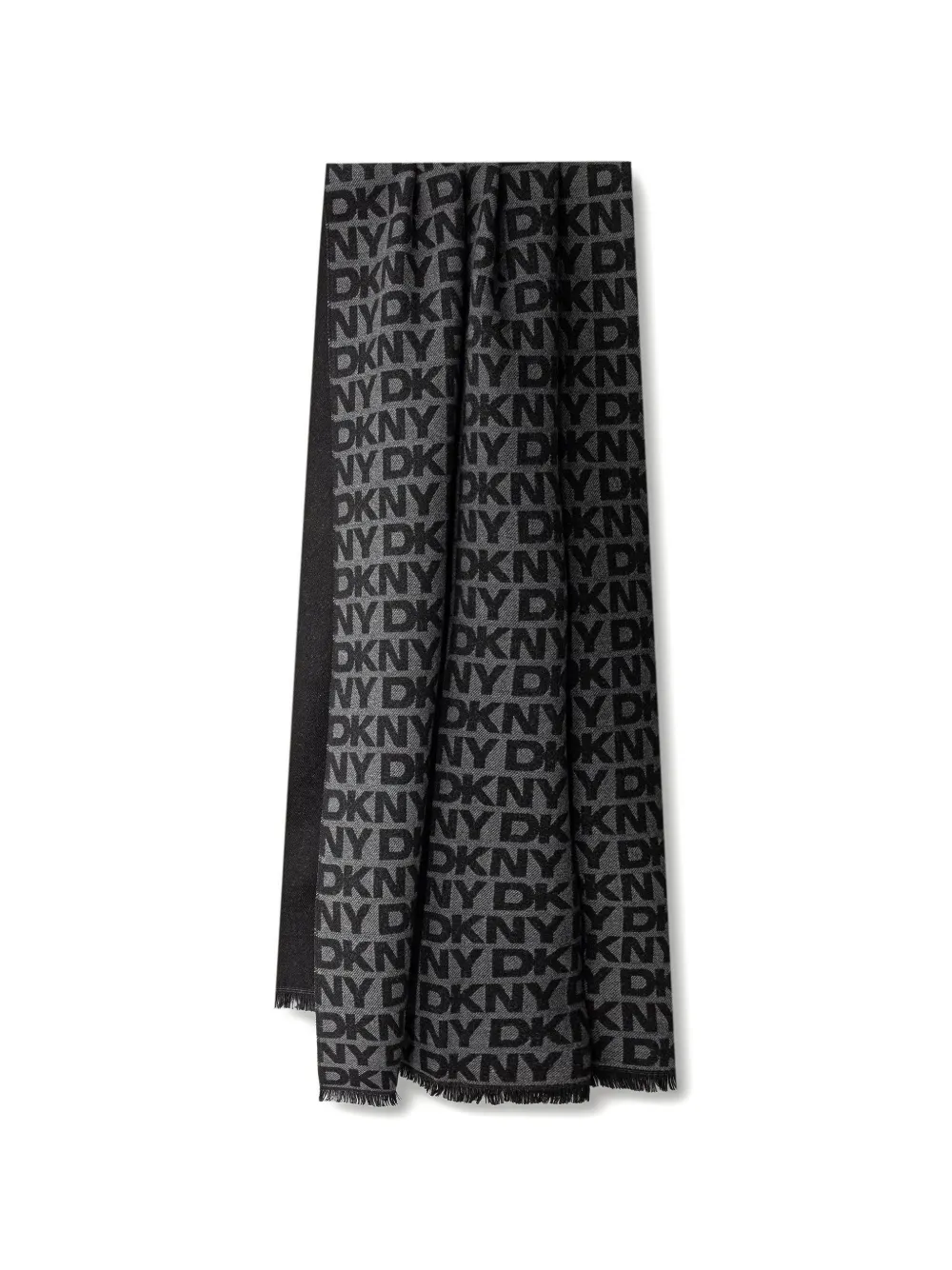 DKNY logo-print fringed scarf Grijs