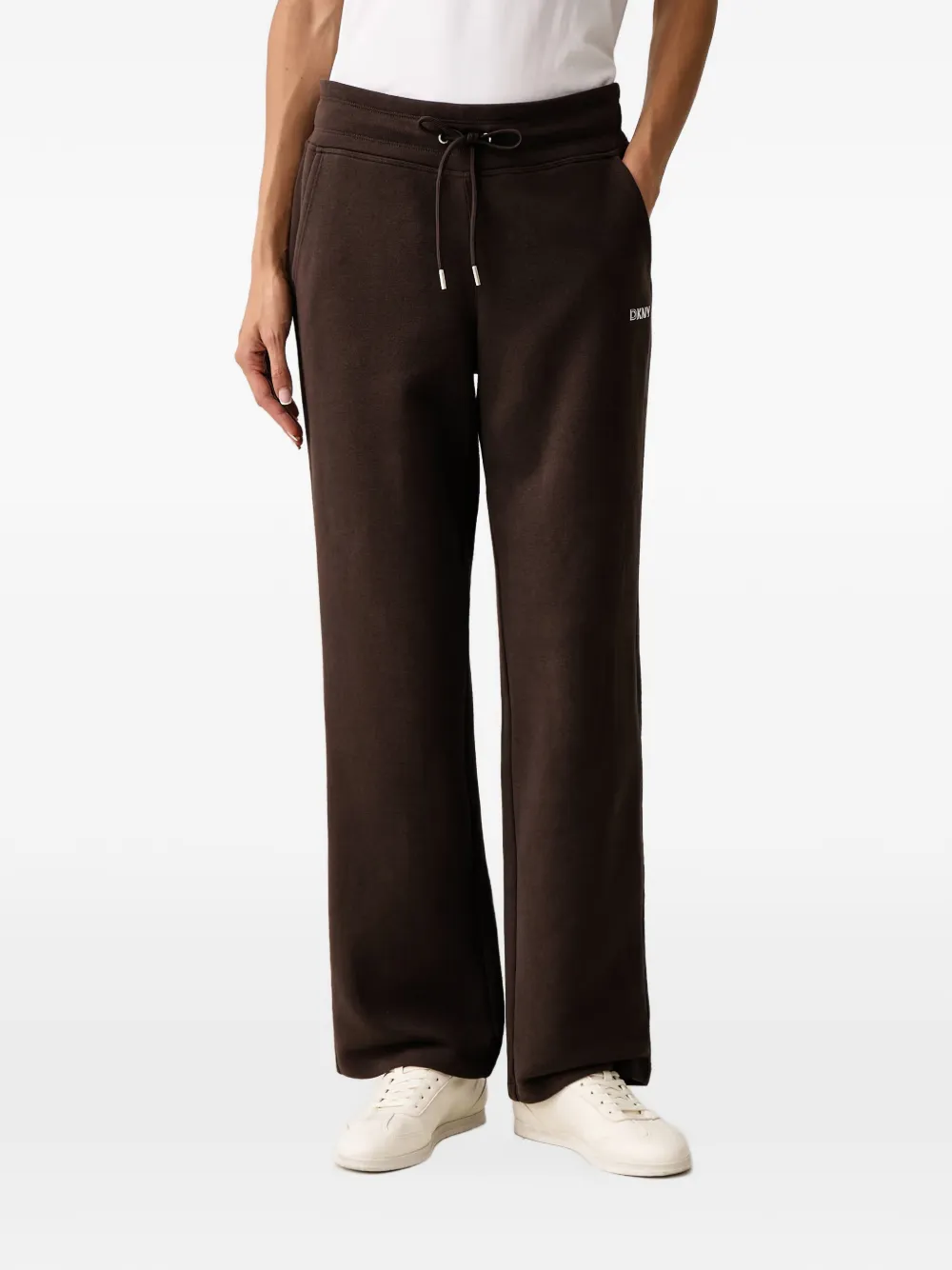 DKNY logo-plaque drawstring track pants - Marrone