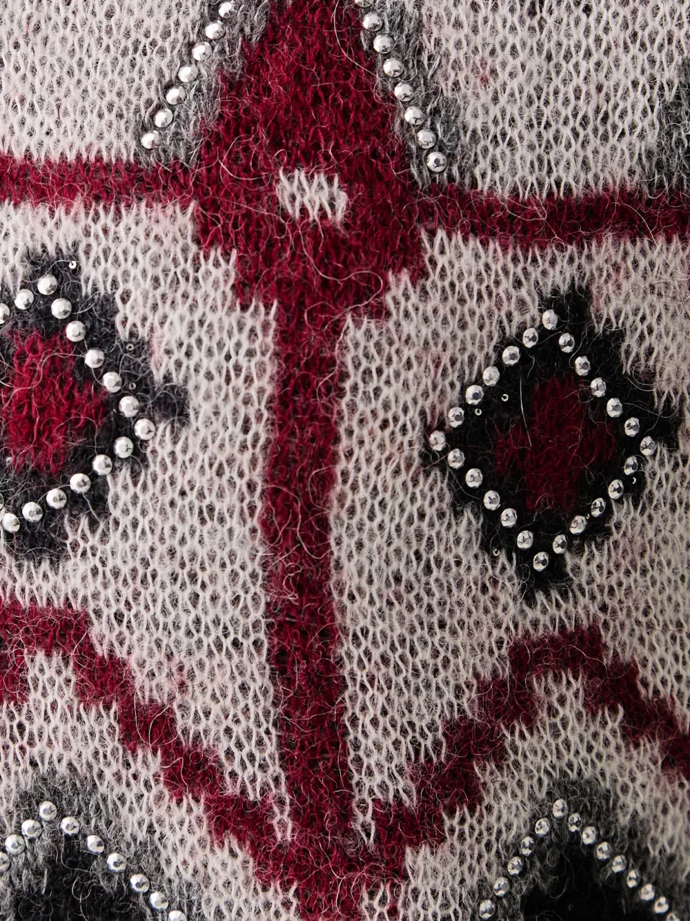 ERMANNO FIRENZE embellished Fair Isle cardigan Grijs