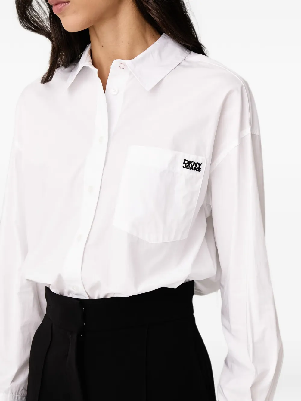 DKNY logo-embroidered button-down shirt Wit