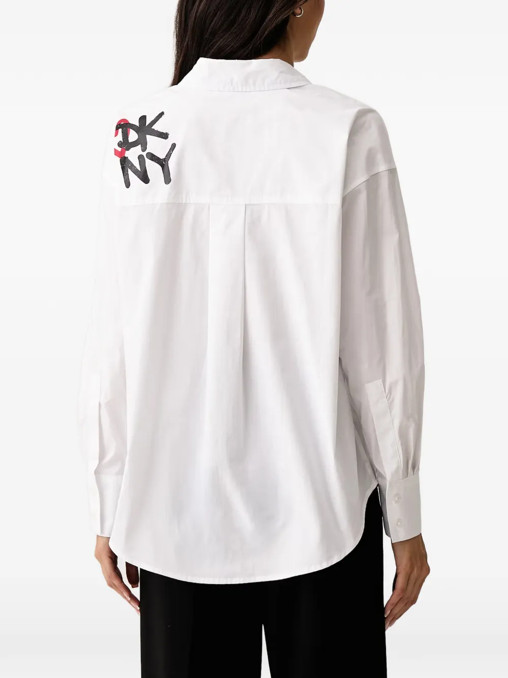 DKNY logo-embroidered button-down shirt Wit