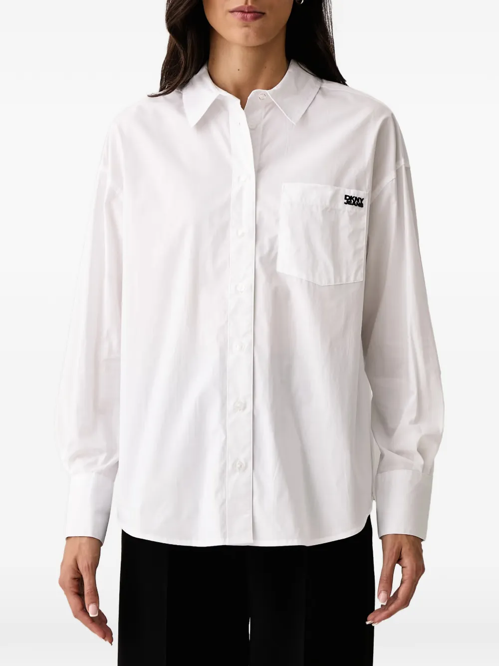 DKNY logo-embroidered button-down shirt Wit
