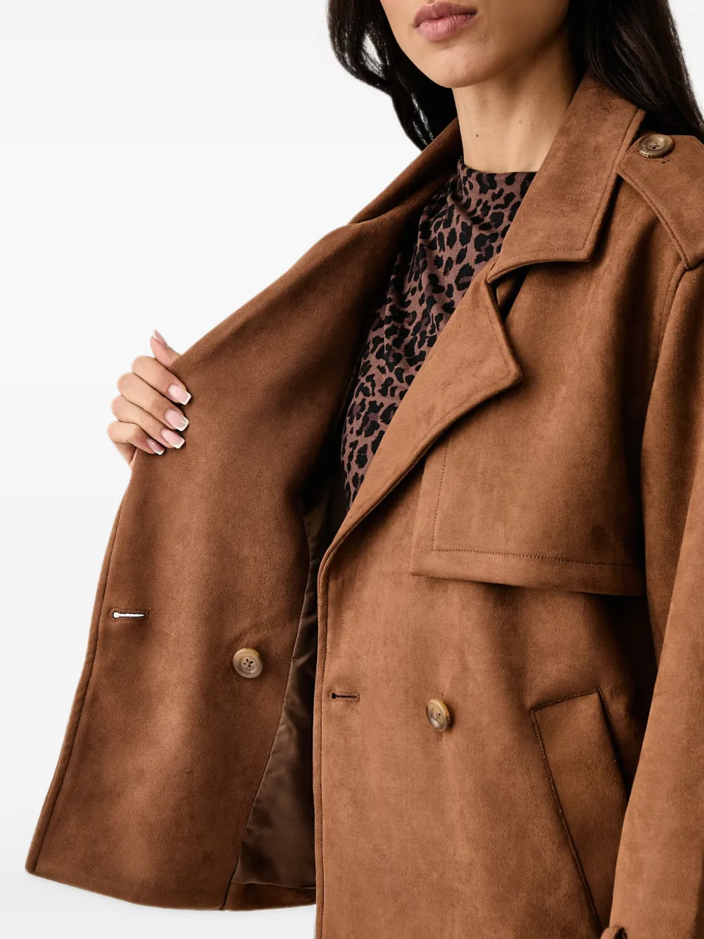 DKNY belted faux-suede jacket Bruin