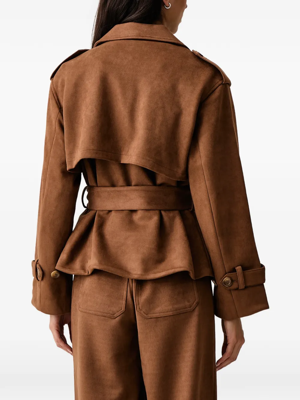 DKNY belted faux-suede jacket Bruin