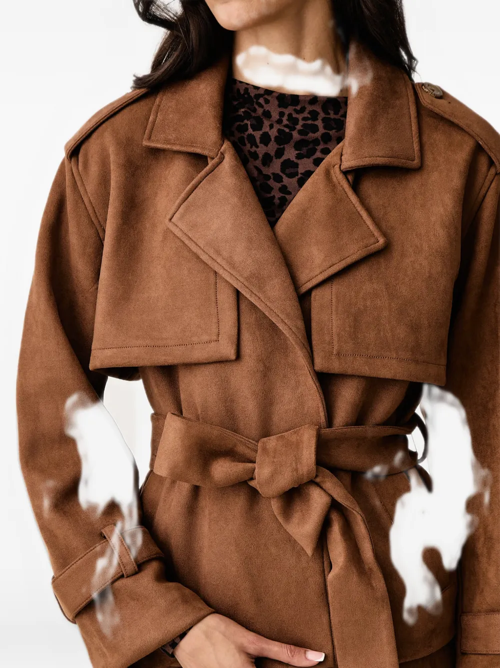 DKNY belted faux-suede jacket Bruin