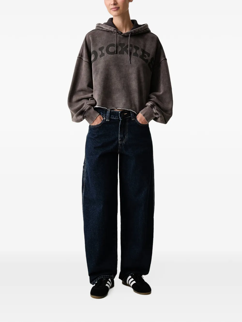 DICKIES Hollywood cropped hoodie met logo-print Bruin
