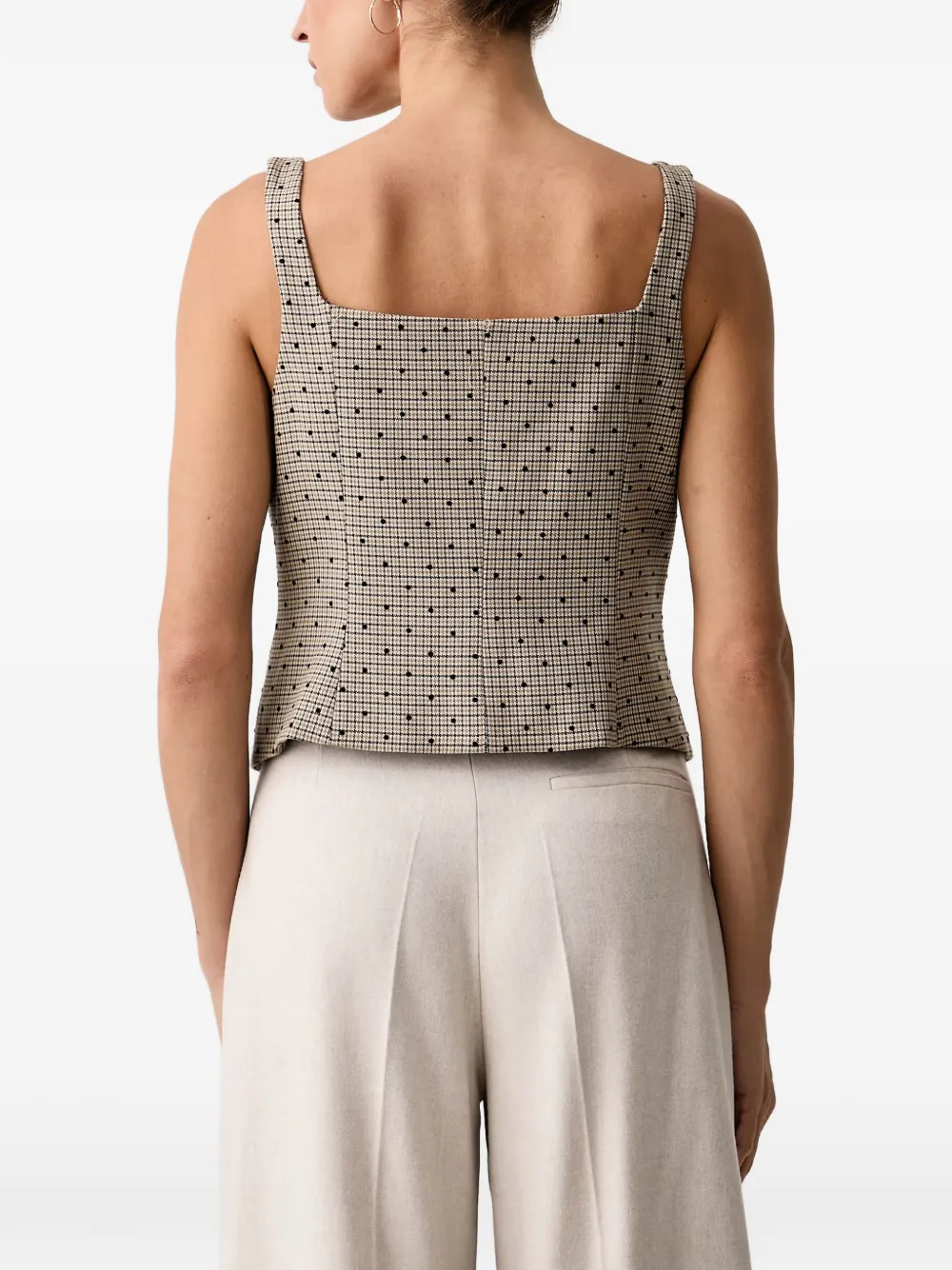 DKNY check-pattern button-front top Beige