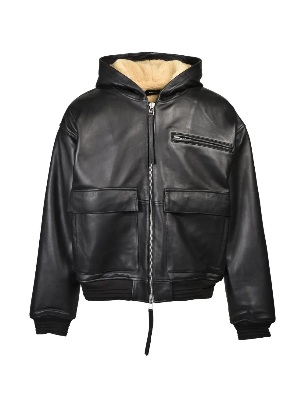 BREATH zip-up hooded leather jacket - Nero