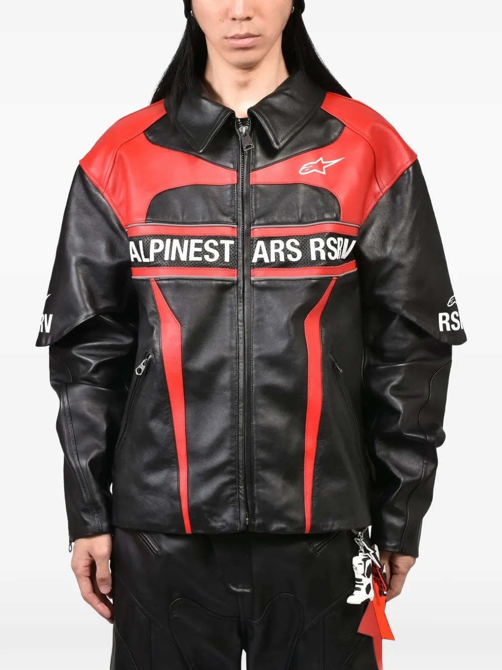 Alpinestars RSRV logo-print leather biker jacket Zwart