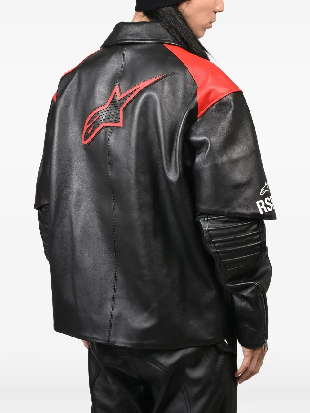 Alpinestars RSRV logo-print leather biker jacket Zwart