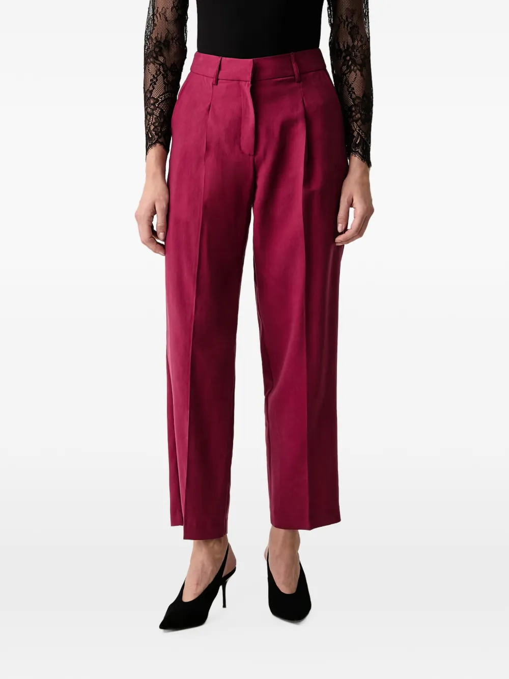 Morgan pleated straight-leg trousers - Rosso