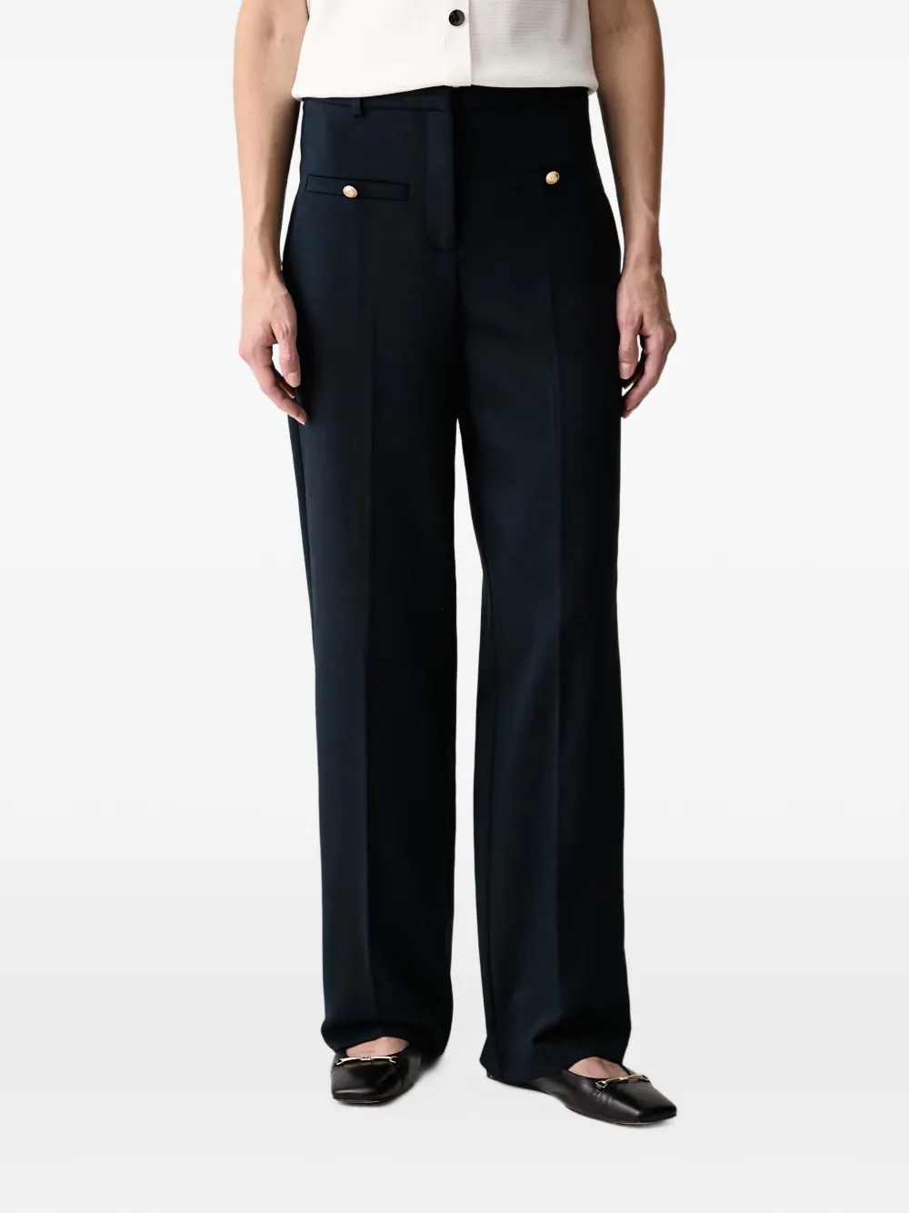 Morgan button-detail wide-leg trousers - Blu