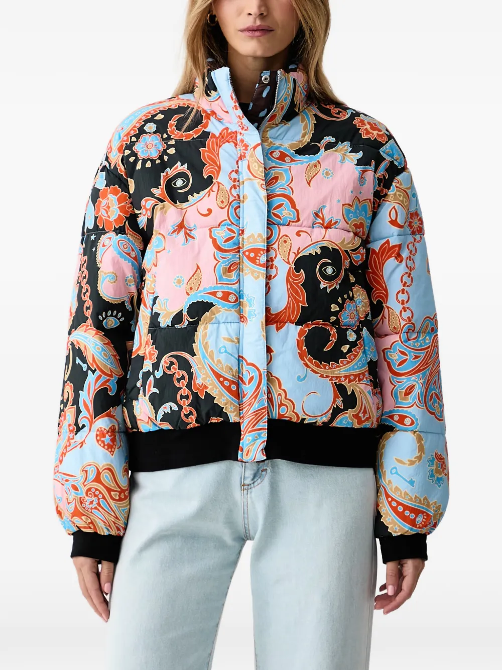 NEVER FULLY DRESSED reversible paisley-print puffer jacket - Pink