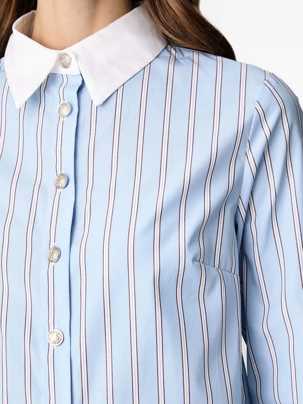 Morgan striped contrast-collar shirt Blauw