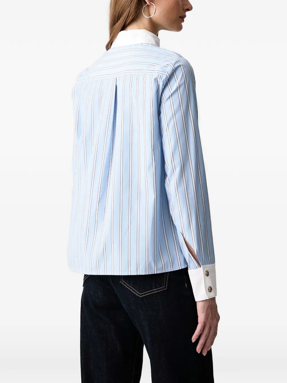 Morgan striped contrast-collar shirt Blauw